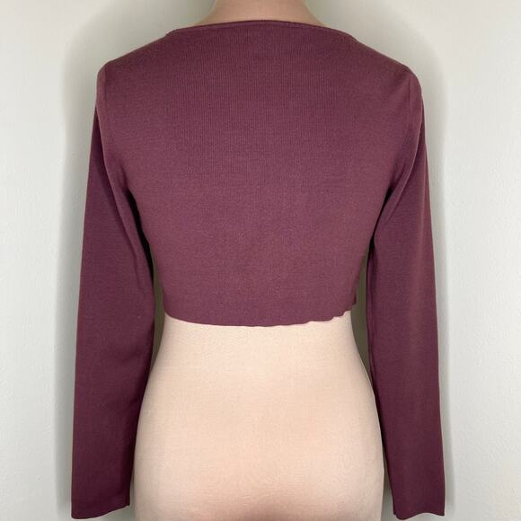 Aritzia Sunday Best Izzy Cardigan Medium Womens Mauve Cropped Button Up Ribbed - Picture 4 of 7